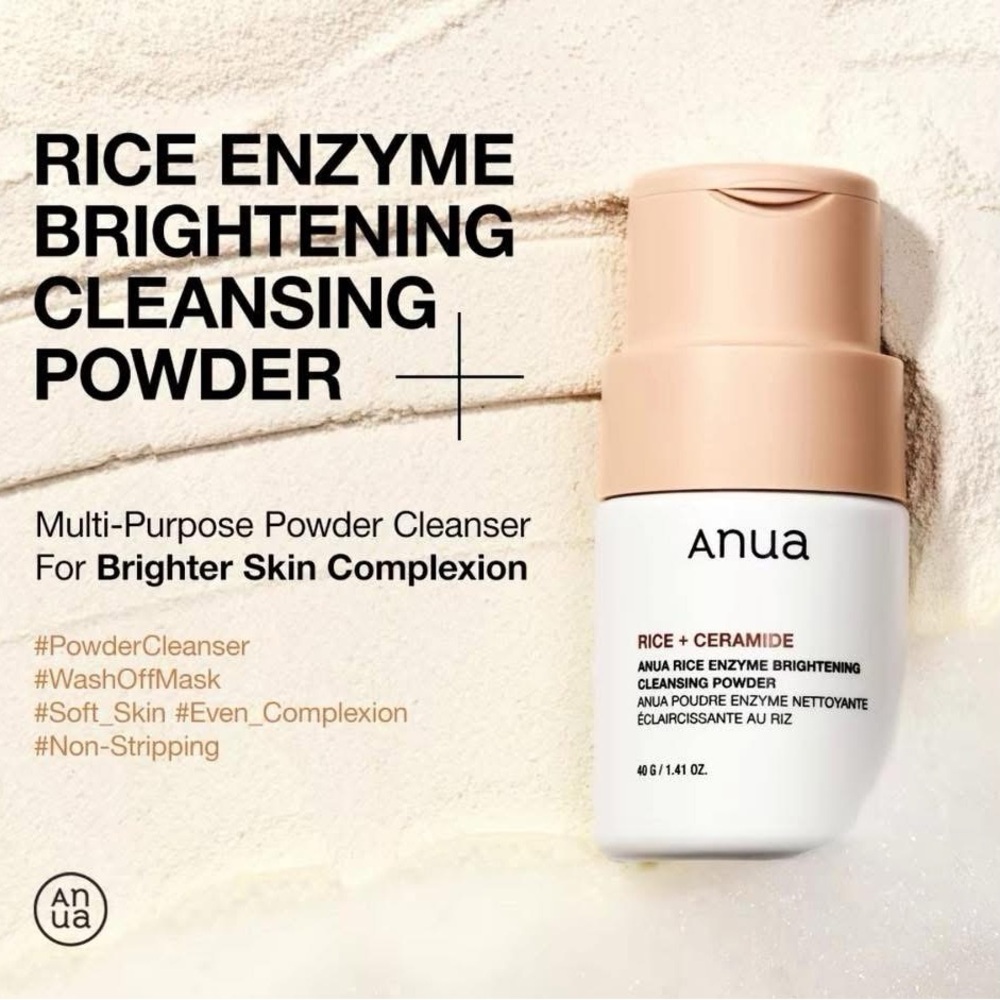Anua Rice Enzyme Brightening Cleansing Powder - White & Cream